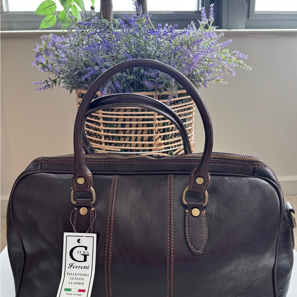 Italian Shoemakers dark  Brown Leather Duffel Bag